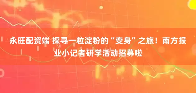 永旺配资端 探寻一粒淀粉的“变身”之旅！南方报业小记者研学活动招募啦